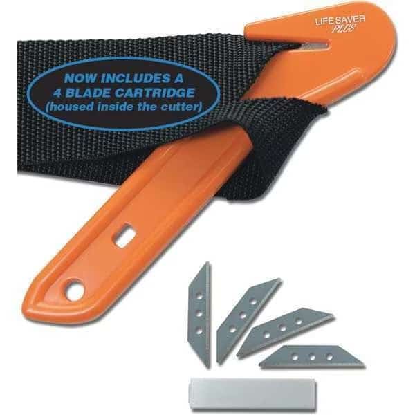Seat Belt Cutter, Plastic, Stainless Steel, 4 3/4 in L, 1 3/4 in W, Orange, O2 Wrench