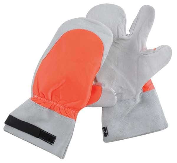Coated Gloves, Uncoated, 2 Abrasion Level, Orange, L 1 PR
