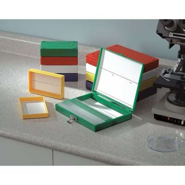 MICROSCOPE SLIDE Bx 100 SLOTTED BLUE HEA , Mfr#: HEA15994M (set of 2)