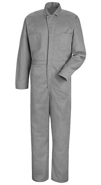 Coverall, Cotton, 10 oz Fabric Weight, 33 1/2 in Inseam, Gray, 48 Long