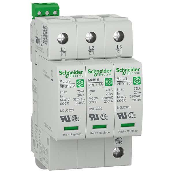 Surge Arrester, 277/480V AC, 4 Wires, SCHNEIDER ELECTRIC, Mfr# M9L33480