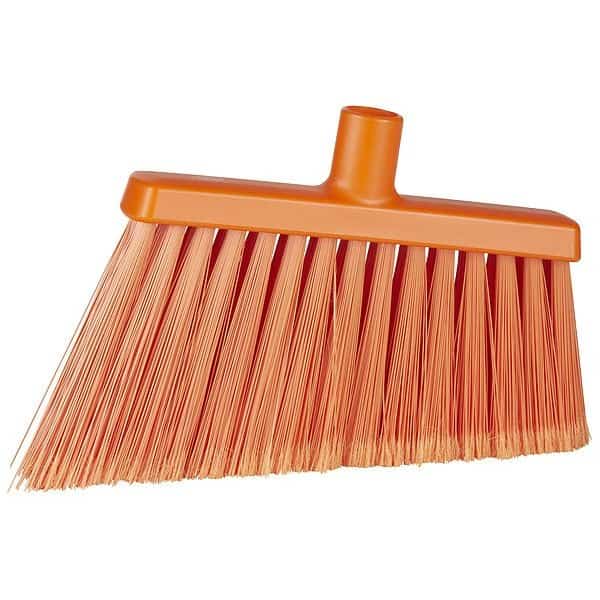 11 3/8 in Sweep Face Angle Broom, Soft, Synthetic, Orange
