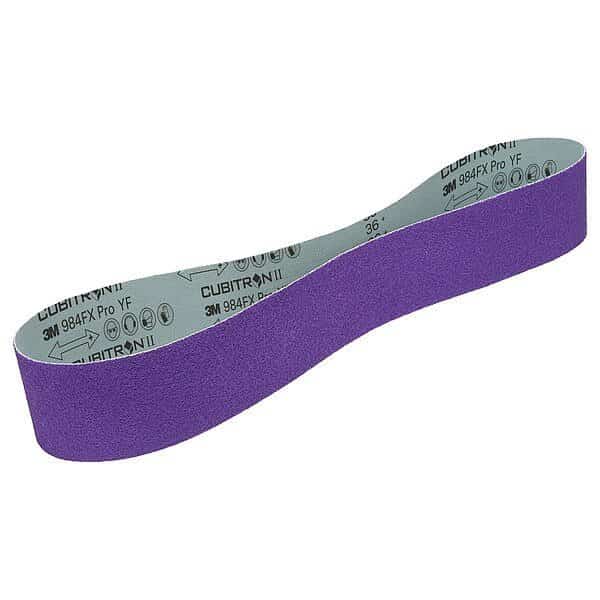 Sanding Belt, Coated, Ceramic, 36 Grit, Coarse, 1184F, Purple