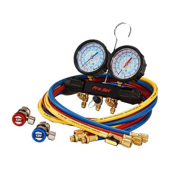 Manifold Gauge Set, 6 ft L, 3 1/8 in Gauge
