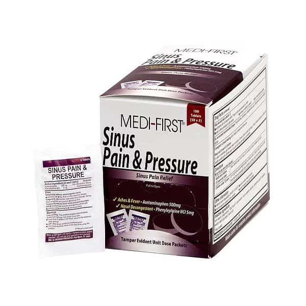 Sinus and Allergy Reliever, Phenylephdrine HCI 5mg/Acetaminophen 500mg, 100 Tablets, 50 Doses