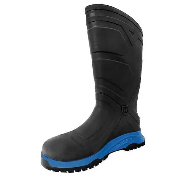 Unisex Leader ENS Rubber Boot, Plain Toe, 15 in Height, Black, 6