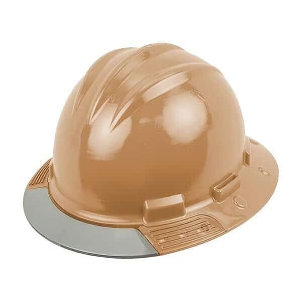 Full Brim Hard Hat, HDPE, 4 Point Ratchet, Type 1, Class E, Tan