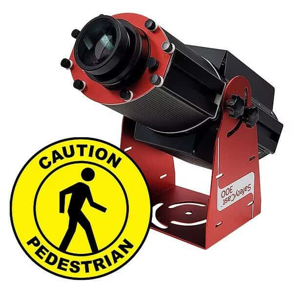 Fixed Image Projector, Caution Pedestrian, 9 in W, 34 in H, Wall/Ceiling