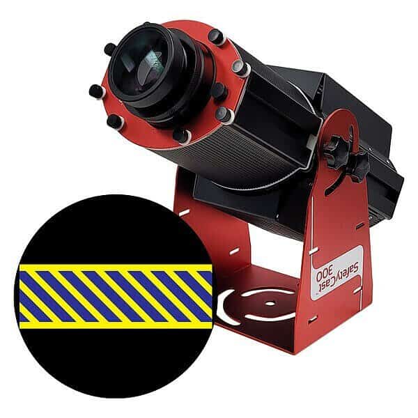 Fixed Image Projector, Yellow & Blue Hashed Path with Yellow Border, 9 in W, 34 in H, Wall/Ceiling