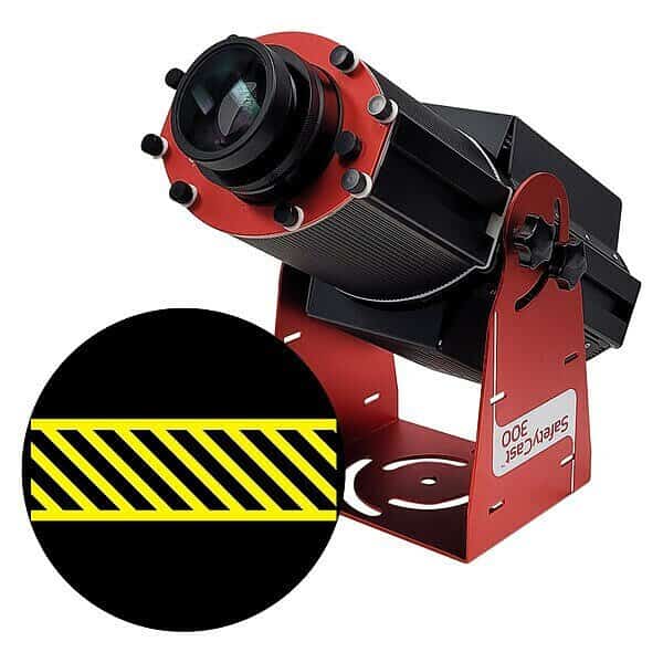 Fixed Image Projector, Yellow Hashed Path with Yellow Border, 9 in W, 34 in H, Wall/Ceiling