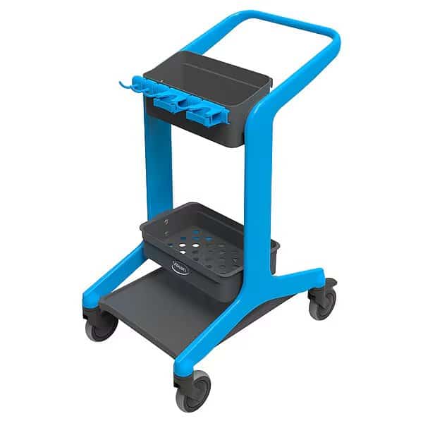 Janitorial Cart, Swivel, Blue, PPP, 23.4 lb