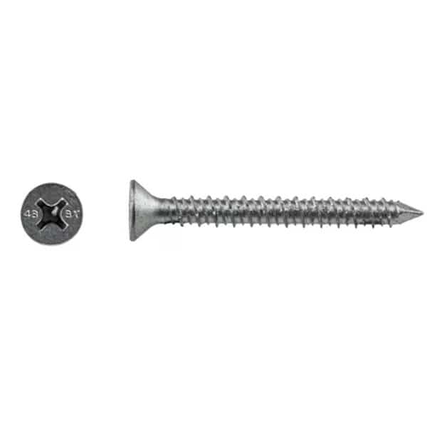 Screw Anchor, 1/4 in Dia., Flat, 3 1/4 in L, Stainless Steel Climaseal, 100 PK