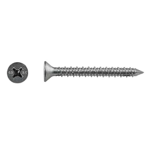 Screw Anchor, 3/16 in Dia., Flat, 2 3/4 in L, Stainless Steel Climaseal, 100 PK
