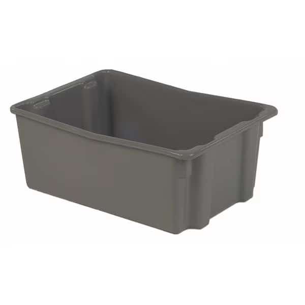 Hang & Stack Storage Bin, Plastic, Gray, 10 1/2 in H, 18 3/4 in W, 26 1/8 in L