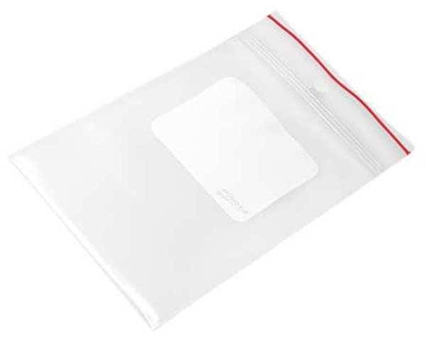 Reclosable Bag, Zip Seal, 5 in L, 3 in W, 4 mil Thick, Low Density Polyethylene (LDPE), Clear