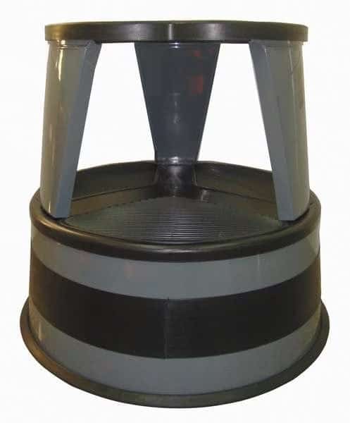 Round Office Stool, 2 Steps, 350 lb Load Capacity, 14 1/2 in Overall Height, Steel, Slate