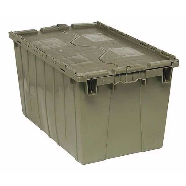 Gray Attached Lid Container, Plastic, QUANTUM STORAGE SYSTEMS, Mfr# QDC2515-14
