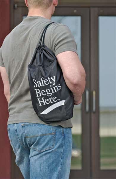 Backpack, Drawstring, Safety Begins Here, QUALITY RESOURCE GROUP, Mfr# N210/H