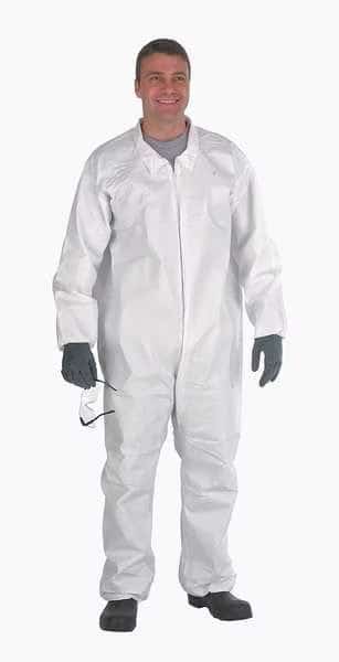 Disposable Coverall, Hooded, L, Microporous Film Laminate, Zipper, Elastic Cuff, Elastic Ankle