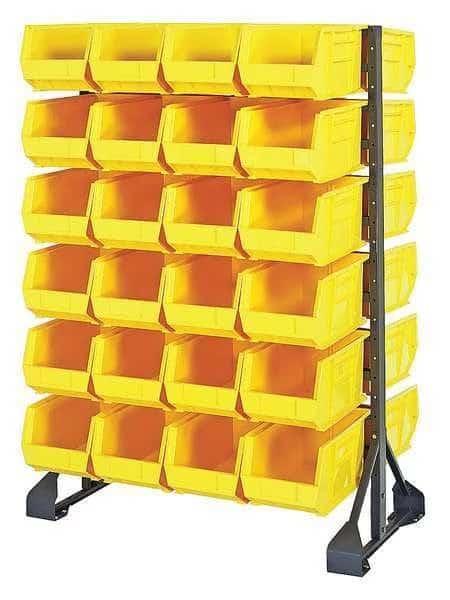 Steel Bin Rail Floor Rack, 20 in D x 54 in H x 36 in W, Yellow
