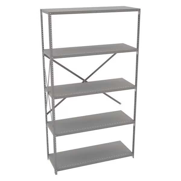 Metal Shelving, 18"D x 48"W x 87"H, 5 Shelves, Carbon Steel