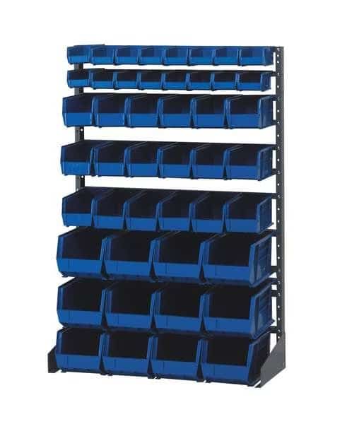 Steel Bin Rail Floor Rack, 15 in D x 54 in H x 36 in W, Black