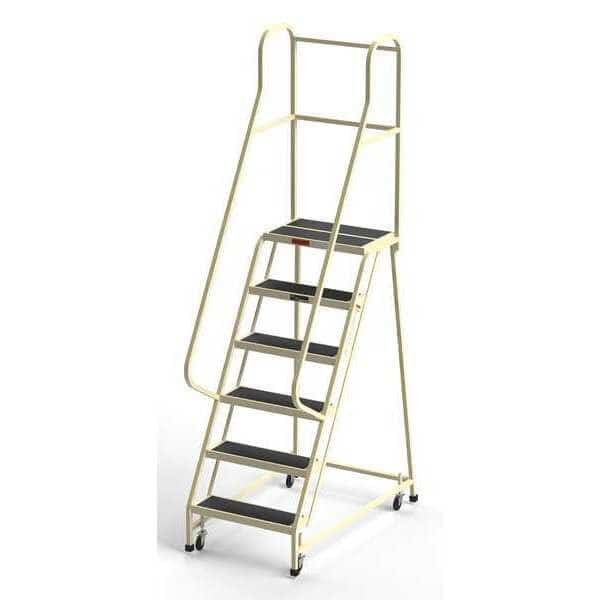 7.5 ft H Steel Rolling Ladder, 6 Steps, 450 lb Load Capacity