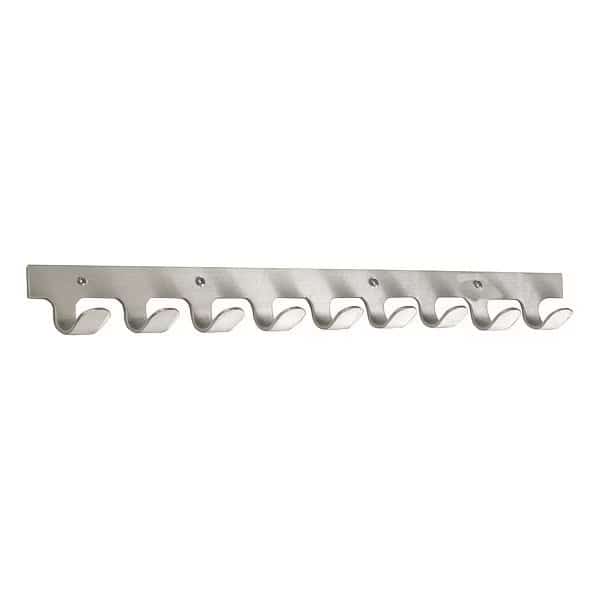 Coat Hook, 10 Hooks, 30 In W, Satin Alumin
