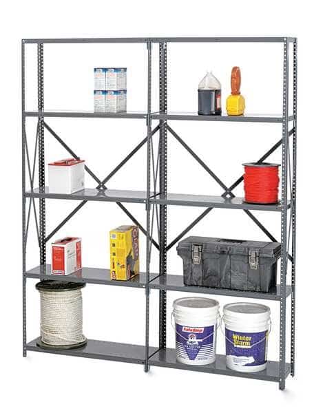 Metal Shelving Unit, 24"D x 48"W x 87"H, 5 Shelves, Carbon Steel
