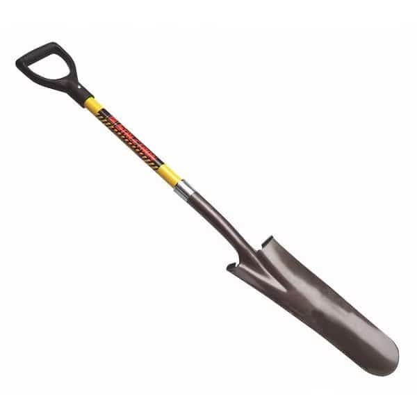 Scoop Shovel, 14 ga #14 Blade, Aluminum Blade, Front Turn Step, 36 in L Yellow Fiberglass Handle