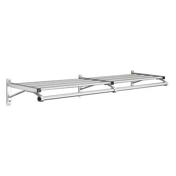 Coat Rack, 1 Shelf, 60 In W, Satin Aluminum