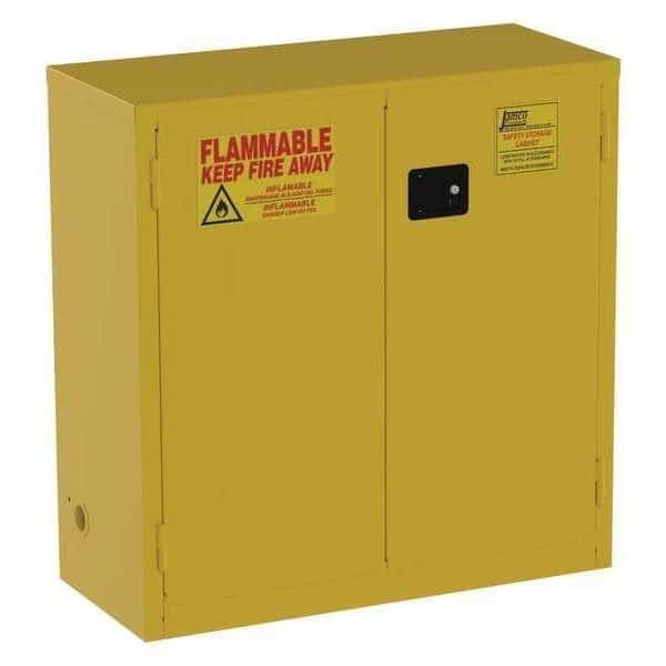 Hazardous Material Storage Cabinet, 30 gal, 1 Shelves, Steel, 43 in W x 44 in H x 18 in D, Yellow