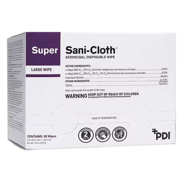 Germicidal Disinfecting Wipes, 5 x 8", 50 Wipes