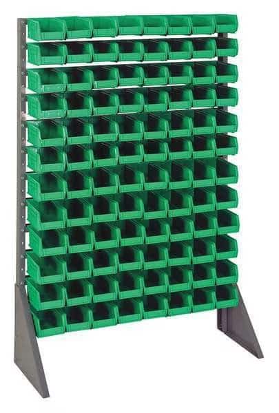 Steel Bin Rail Floor Rack, 36 in D x 54 in H x 15 in W, Green