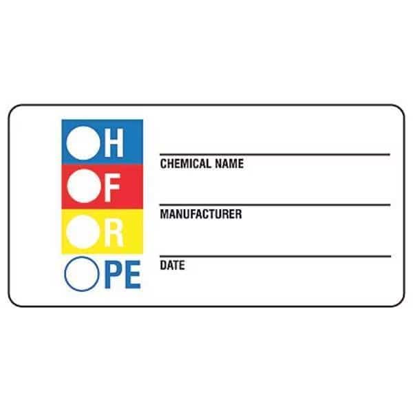 Label, Chemical Name___Manufacturer___Date___, Paper, 3 in W, 1 1/2 in H