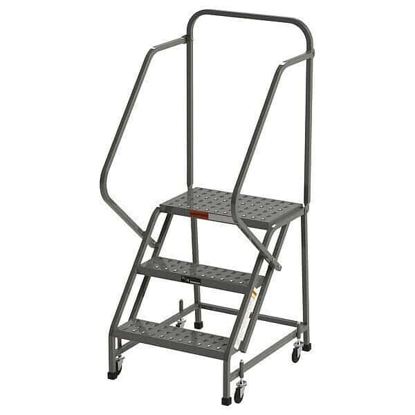 66 in H Steel Rolling Ladder, 3 Steps, 450 lb Load Capacity