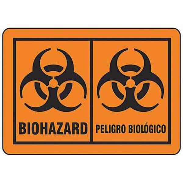 Bilingual Biohazard Label, Biohazard/Peligro Biologico, Paper, 3 1/2 in W, 5 in H