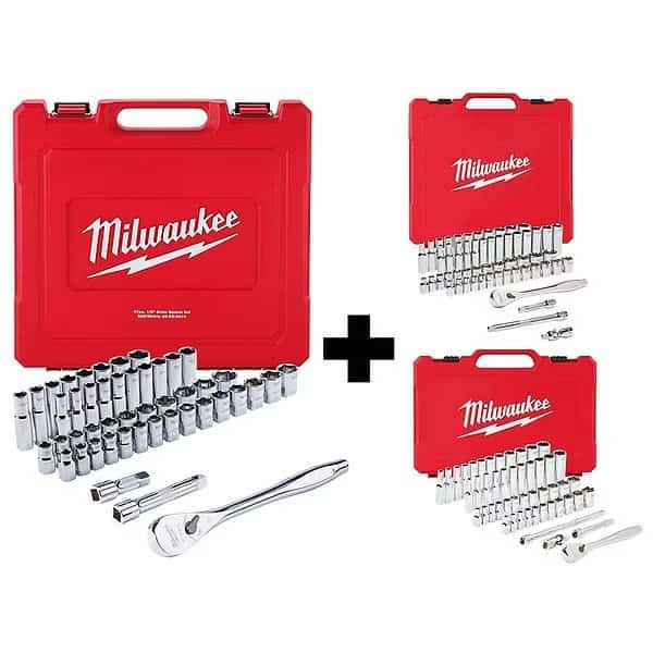 Metric/SAE - Ratchet & Socket Sets: 47pc 1/2" Drive Set + 56pc 3/8" Drive Set + 50pc 1/4" Drive Set