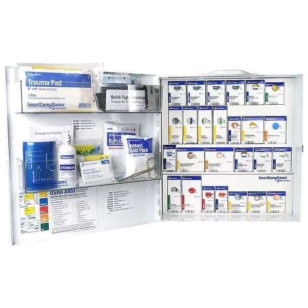 First Aid Kit and Housing, Metal Cabinet, 344 Components, 100 People Served