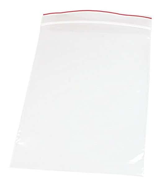 Reclosable Bag, Zip Seal, 7 in L, 5 in W, 2 mil Thick, Low Density Polyethylene (LDPE), Clear