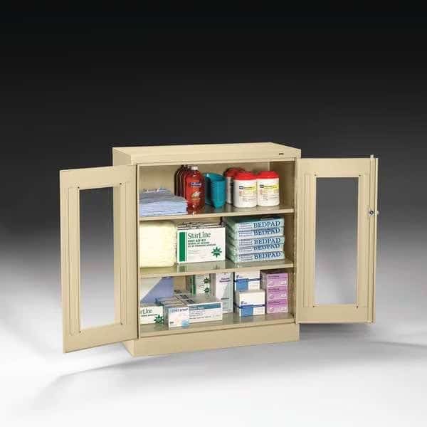 24 ga. Steel Storage Cabinet, 36 in W, 42 in H, Stationary, Tennsco, Mfr#: CVD1442 MED GREY