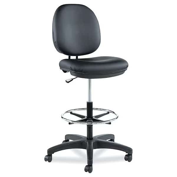 Drafting Chairs Chairs/Stools, No Arms, 24" to 34-1/2" Height, PVC-Free Faux Leather, Black