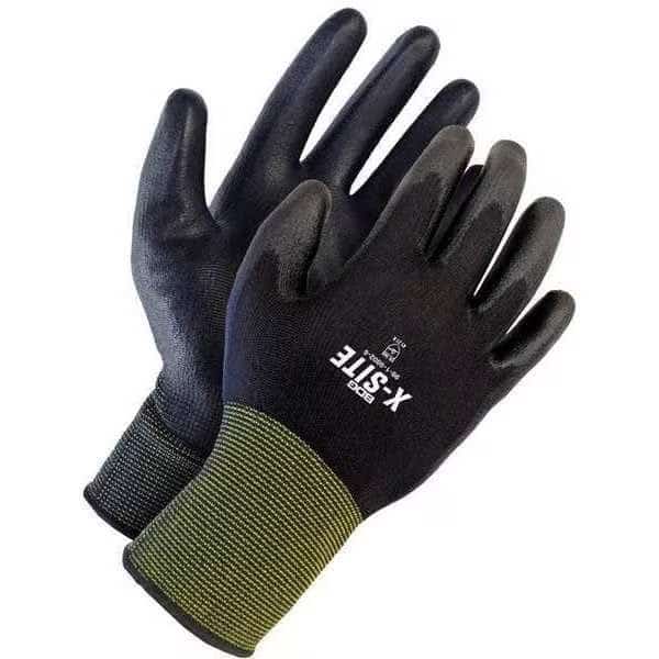 Coated Glove, Polyurethane, Smooth, Palm, Not Tested Abrasion Level, Black, XS (6) 1 PR