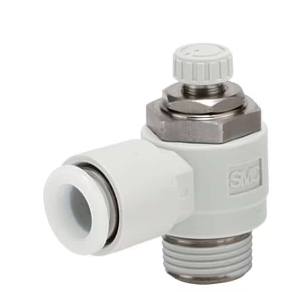 Speed Control Valve, 1/4 In Tube, 3/8 In, SMC, Mfr# AS3201FG-N03-07S
