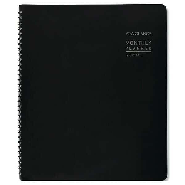 Contemporary Monthly Planner, Premium Paper, 11 x 9, Black Cover, 12-Month (Jan to Dec): 2025