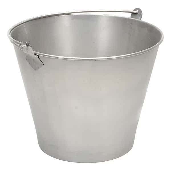 3.3 gal Round Tapered Bucket, Silver, 304 Stainless steel