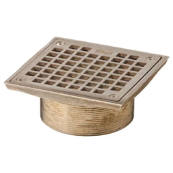 Square Commercial Grate, Nickel Bronze, 3-3/4", threaded