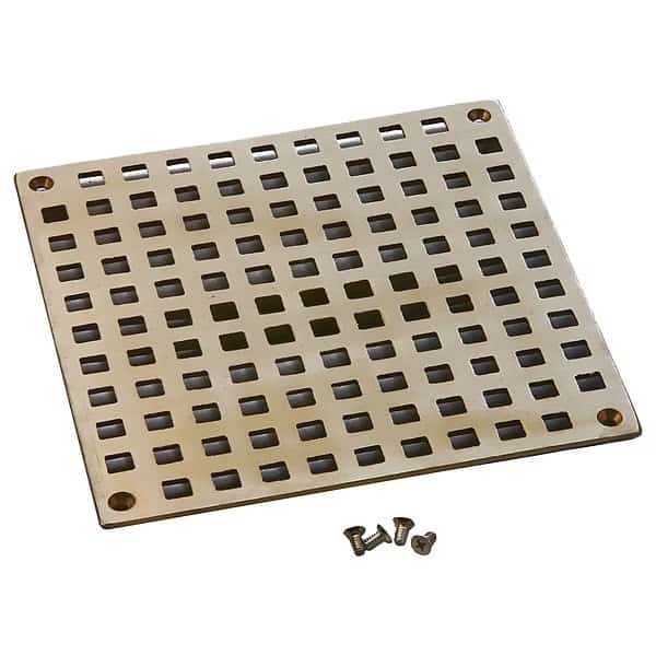 Floor Drain, 8-3/8 In. L, Nickel Bronze