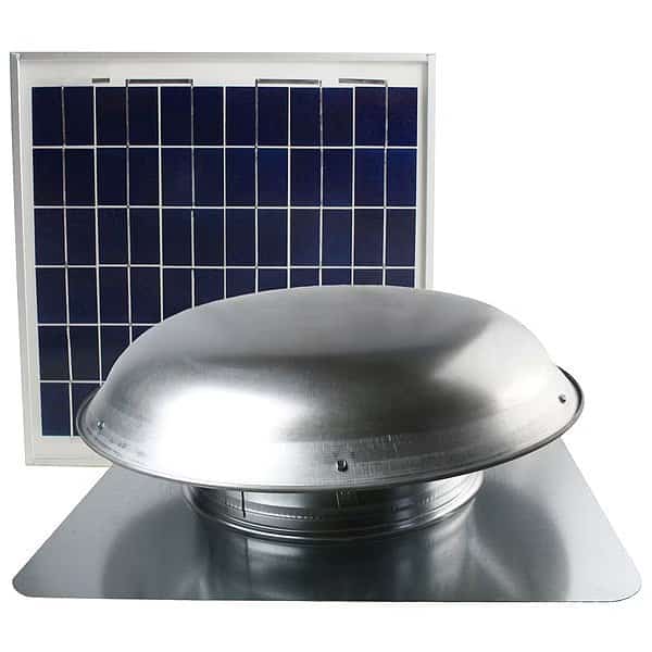 433 CFM Solar Powered Roof Mount Power Attic Ventilator with Panel in Mill