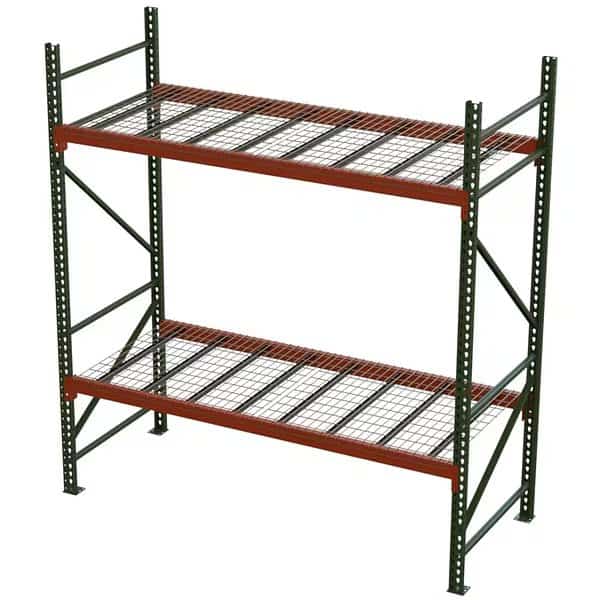 Pallet Rack Starter Unit, Teardrop, Roll Formed Style, 12 ft H, 114 in W, 42 in D, Green/Orange